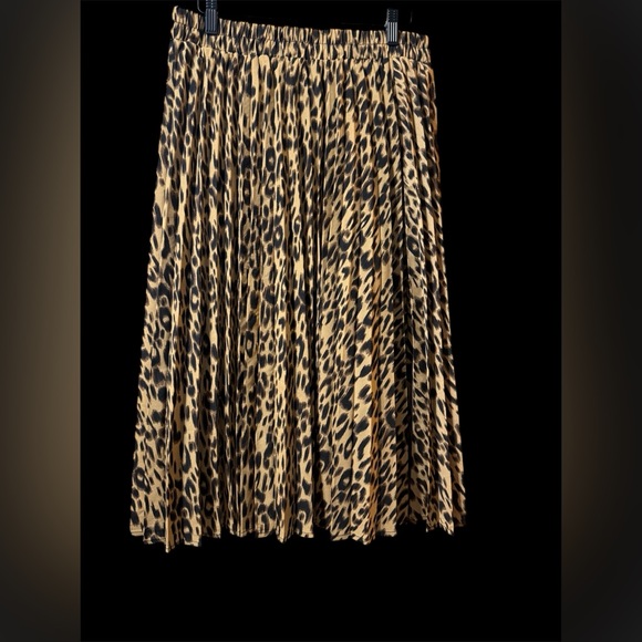 Women’s Chartou Chic Elastic High Waisted A Line Leopard Print Pleated Shirring - Picture 5 of 14